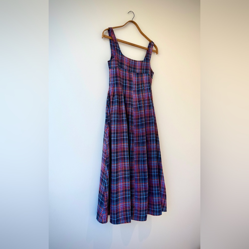 NWOT Laura Daisy Irish Cotton Flannel Tank Circle Pocketed Midi Grunge Dress - Picture 7 of 13